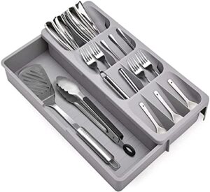 kitchen drawer organizer silverware organizer for kitchen storage tray box for cutlery spoon knife and fork partition storage gray