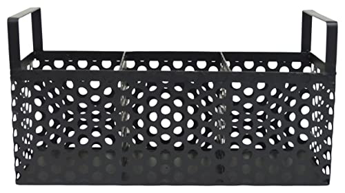 Boston Warehouse Modern Circles Flatware Caddy, 3 Section, Matte Black