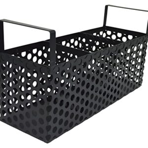 Boston Warehouse Modern Circles Flatware Caddy, 3 Section, Matte Black