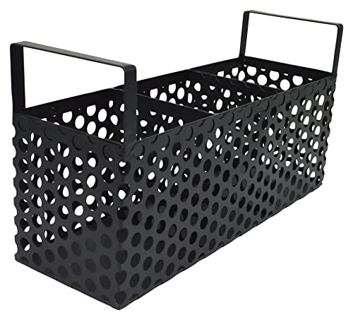 Boston Warehouse Modern Circles Flatware Caddy, 3 Section, Matte Black