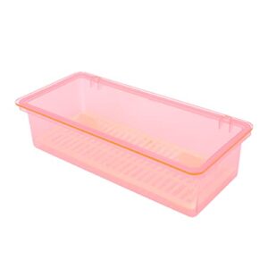 cabilock flatware plastic tray kitchen organizers with lid kitchen cutlery and utensil drawer organizer- proof fork utensil storage container (pink)