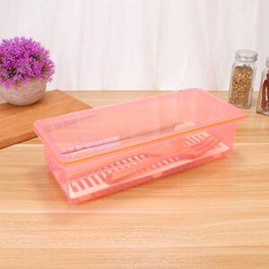 Cabilock Flatware Plastic Tray Kitchen Organizers with Lid Kitchen Cutlery and Utensil Drawer Organizer- proof Fork Utensil Storage Container (Pink)