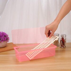 Cabilock Flatware Plastic Tray Kitchen Organizers with Lid Kitchen Cutlery and Utensil Drawer Organizer- proof Fork Utensil Storage Container (Pink)