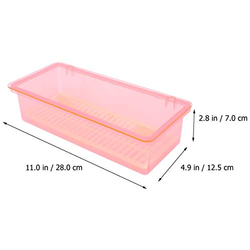 Cabilock Flatware Plastic Tray Kitchen Organizers with Lid Kitchen Cutlery and Utensil Drawer Organizer- proof Fork Utensil Storage Container (Pink)