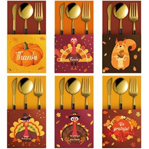 36 pieces thanksgiving cutlery holder set for thanksgiving turkey utensil decor, silverware holder for turkeythanksgiving table decorations