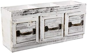 boston warehouse rustic farmhouse flatware caddy, 3 section, wood with drawer pulls