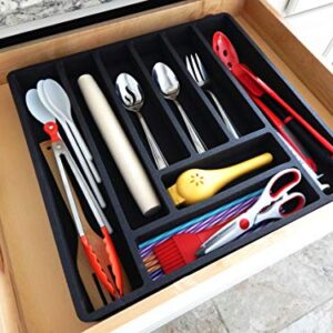 Polar Whale Giant Flatware Silverware Drawer Organizer Premium Dividers for Cutlery Forks Knives Spoons Serving Utensils Non-Slip Waterproof Tray Insert 19 X 18 Inches 8 Slot Extra Deep