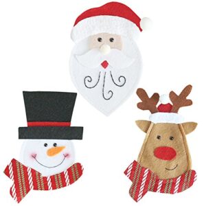 LERTREE 6PCS Christmas Snowman Tableware Holder Silverware Holder Pockets Set Knife Spoon Fork Bags