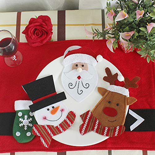 LERTREE 6PCS Christmas Snowman Tableware Holder Silverware Holder Pockets Set Knife Spoon Fork Bags