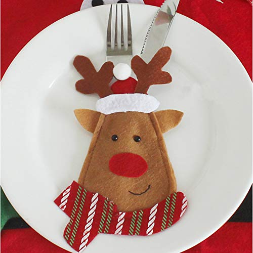 LERTREE 6PCS Christmas Snowman Tableware Holder Silverware Holder Pockets Set Knife Spoon Fork Bags