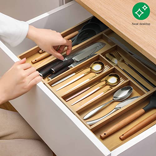 LUIGI HOUSE Extendable In-Drawer Bamboo Utensil Organizer