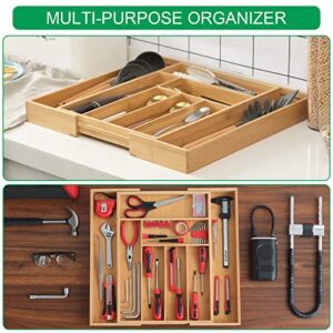 LUIGI HOUSE Extendable In-Drawer Bamboo Utensil Organizer