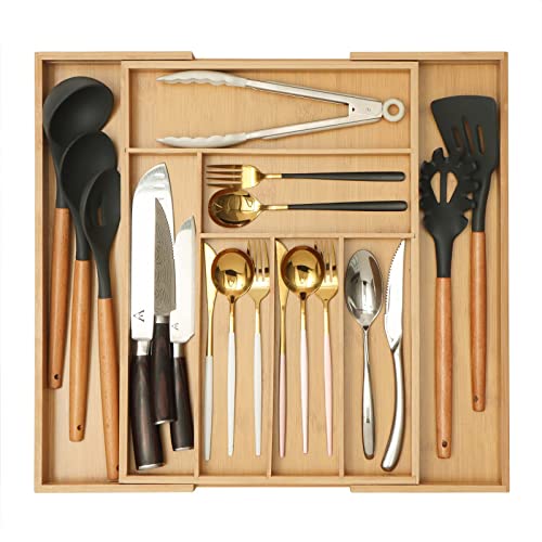 LUIGI HOUSE Extendable In-Drawer Bamboo Utensil Organizer