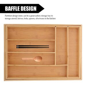 Cabilock Black Walnut Utensil Drawer Organizer Compartment Rustic Cutlery Tray Silverware Holder Tableware Chopstick Spoon Box for Kitchen Home Dining Room 35. 8cmX26cmX4. 6cm