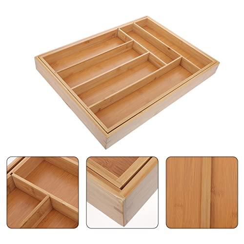 Cabilock Black Walnut Utensil Drawer Organizer Compartment Rustic Cutlery Tray Silverware Holder Tableware Chopstick Spoon Box for Kitchen Home Dining Room 35. 8cmX26cmX4. 6cm