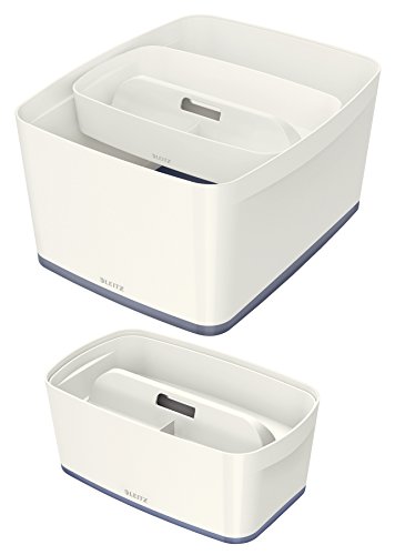 Leitz 53220001 Large MyBox Organiser Tray with Handle, Plastic, Opaque, White;MyBox