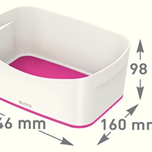 Leitz A5 MyBox Organiser Tray, High Gloss Plastic, White/Pink Metallic;MyBox