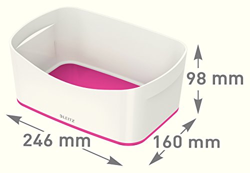 Leitz A5 MyBox Organiser Tray, High Gloss Plastic, White/Pink Metallic;MyBox