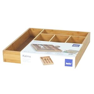 Kela Kalma 12013 Cutlery Tray, Drawer Divider with 8 Compartments, Removable, 35 x 43 x 6.5 cm, Bamboo, Bamboo, Bamboo, 5 Fächer