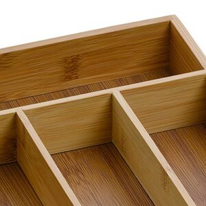 Kela Kalma 12013 Cutlery Tray, Drawer Divider with 8 Compartments, Removable, 35 x 43 x 6.5 cm, Bamboo, Bamboo, Bamboo, 5 Fächer