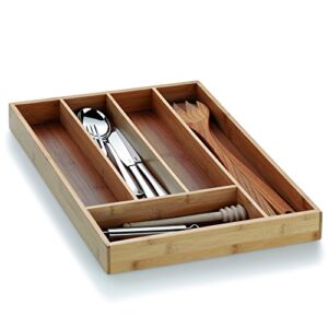 Kela Kalma 12013 Cutlery Tray, Drawer Divider with 8 Compartments, Removable, 35 x 43 x 6.5 cm, Bamboo, Bamboo, Bamboo, 5 Fächer