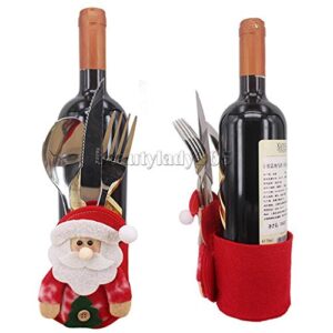 2pc Christmas Tableware Cutlery&Wine Bottle Bag Holder Knife Fork Bag 2-in-1