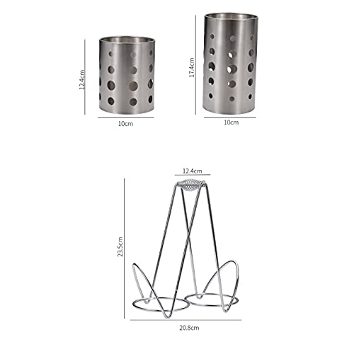 Yalych Utensil Caddy 1 Set of Stainless Steel Household Kitchen Chopsticks Cage Tube Storage Box Drain Rack Pen Holder