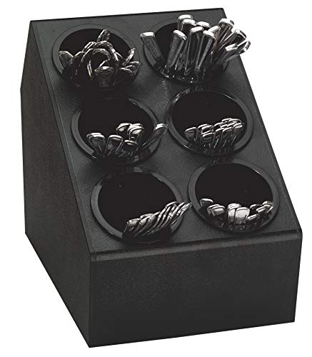 DISPENSE-RITE CTSH-6BT Six Compartment Countertop Flatware Organizer,Black