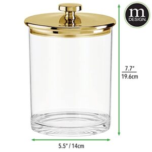 mDesign Wide Airtight Apothecary Storage Organizer Canister Jars - Acrylic Containers for Kitchen, Organization Holder for Pantry, Counter, and Cupboards, Lumiere Collection, 4 Pack, Clear/Soft Brass