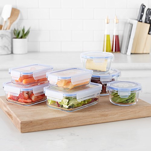 Amazon Basics Glass Locking Lids Food Storage Containers, 14-Piece Set