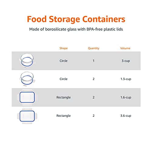 Amazon Basics Glass Locking Lids Food Storage Containers, 14-Piece Set