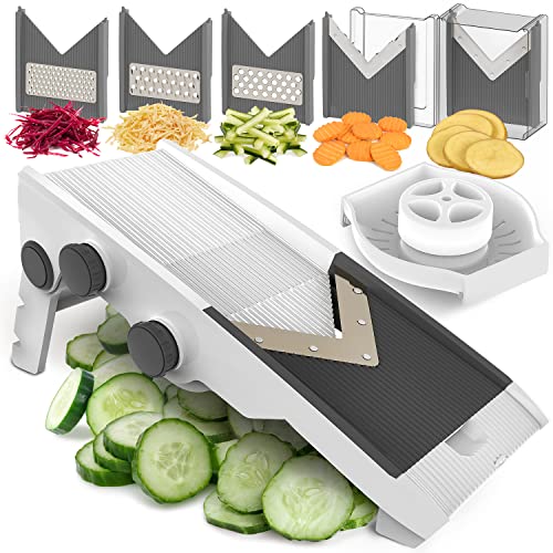 Mueller Multi Blade Adjustable Mandoline Cheese/Vegetable Slicer, Cutter, Shredder with Precise Maximum Adjustability