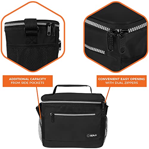 OPUX Insulated Lunch Box for Men Women, Leakproof Thermal Lunch Bag for Work, Reusable Lunch Cooler Tote, Soft School Lunch Pail for Kids with Shoulder Strap, Pockets, 14 Cans, 8L, Black