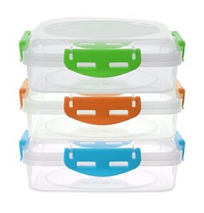 crafterlife 3 color sandwich containers, reusable, bpa free plastic food storage for sandwich box lunch boxes meal prep (green, orange, blue)