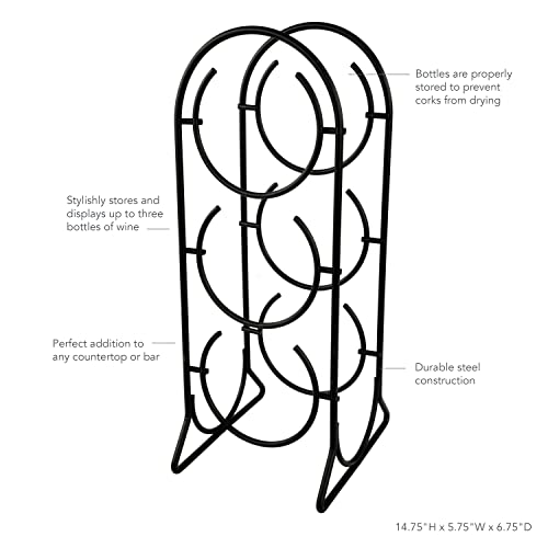 Spectrum Diversified Horseshoe Rack, 3 Holder Countertop Storage, Holds Standard & Jumbo Wine Bottles, Modern Kitchen Décor & Storage