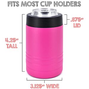 Clear Water Home Goods 4-in-1 Stainless Steel 12 oz Double Wall Vacuum Insulated Can or Bottle Cooler Keeps Beverage Cold for Hours - Also Fits 16 oz Cans - Powder Coated Pink