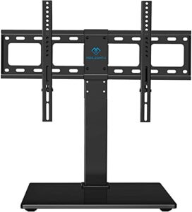 perlesmith universal swivel tv stand base, table top tv stand for 37 to 65, 70 inch lcd led tvs, height adjustable tv mount stand with tempered glass base, vesa 600x400mm, holds up to 88lbs, pstvs13