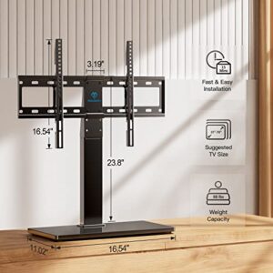 PERLESMITH Universal Swivel TV Stand Base, Table Top TV Stand for 37 to 65, 70 inch LCD LED TVs, Height Adjustable TV Mount Stand with Tempered Glass Base, VESA 600x400mm, Holds up to 88lbs, PSTVS13