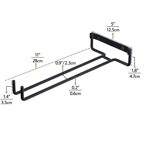 Wallniture Chiraz Stemware Wine Glass Rack Wall Mountable Wrought Iron Black 11 Inch Set of 4