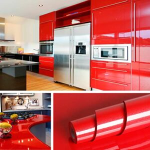 livelynine red contact paper self adhesive wall paper decorations peel and stick wallpaper kitchen cabinets countertops appliances red vinyl adhesive shelf liners removable waterproof 15.8×78.8 inch