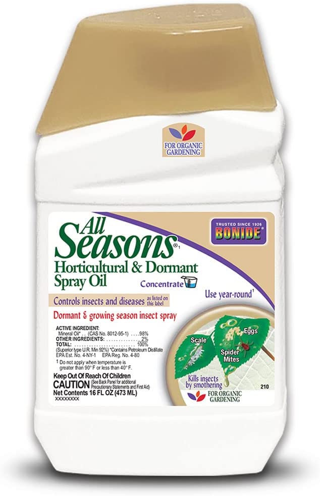 Bonide All Seasons Horticultural & Dormant Spray Oil, 16 oz Concentrate, Disease Prevention & Insect Killer for Organic Gardening