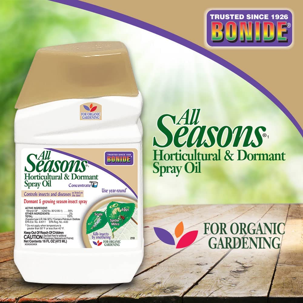 Bonide All Seasons Horticultural & Dormant Spray Oil, 16 oz Concentrate, Disease Prevention & Insect Killer for Organic Gardening