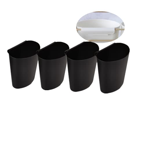 4Pcs Hanging Cup Holder,Rolling Cart Accessories,Plant Containers,Hanging Flower Pots,Space Saver,Storage Bucket,Pencil Holder,Make Up Pencil Holder Office,Kitchen Wall Organizer Decor (Black)