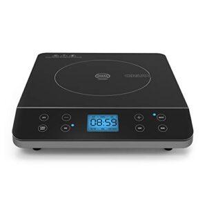 crux countertop induction burner, portable electric hot plate, smart touch lcd display, hassle-free temperature control and adjustable timer with auto shut off, black, one size