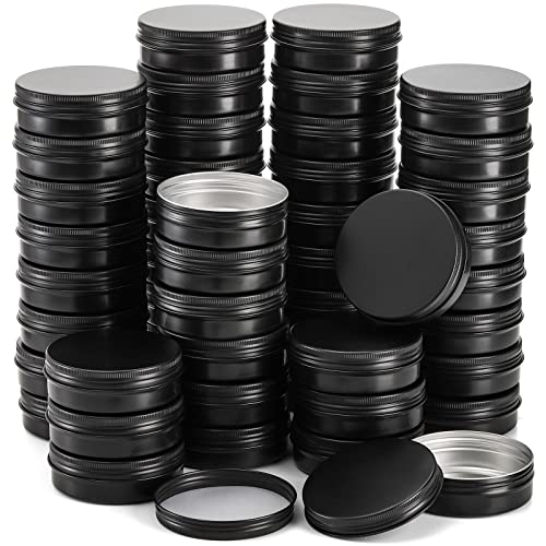 Foraineam 24 Pack 4 oz Screw Lid Round Tins Aluminum Empty Tins Metal Storage Tin Jars Spice Containers Travel Tin Cans