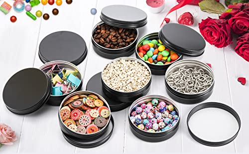 Foraineam 24 Pack 4 oz Screw Lid Round Tins Aluminum Empty Tins Metal Storage Tin Jars Spice Containers Travel Tin Cans