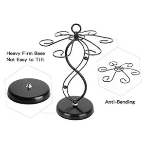 Countertop Wine Glass Holder - Freestanding Tabletop Stemware Storage Rack Metal Glasses Display Rack Black with 6 Hooks