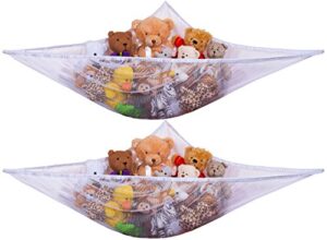 jumbo toy hammock, white – organize stuffed animals and children’s toys with this mesh hammock. great decor while neatly organizing kid’s toys and stuffed animals. expands to 5.5 feet. (2-pack)