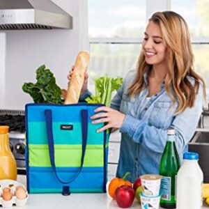 PackIt Freezable Grocery Shopping Bag with Zip Closure, Fresh Stripe