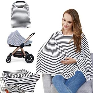 baby nursing cover & nursing poncho – multi use cover for baby car seat canopy, shopping cart cover, stroller cover, 360° full privacy breastfeeding coverage, baby shower gifts for boy&girl